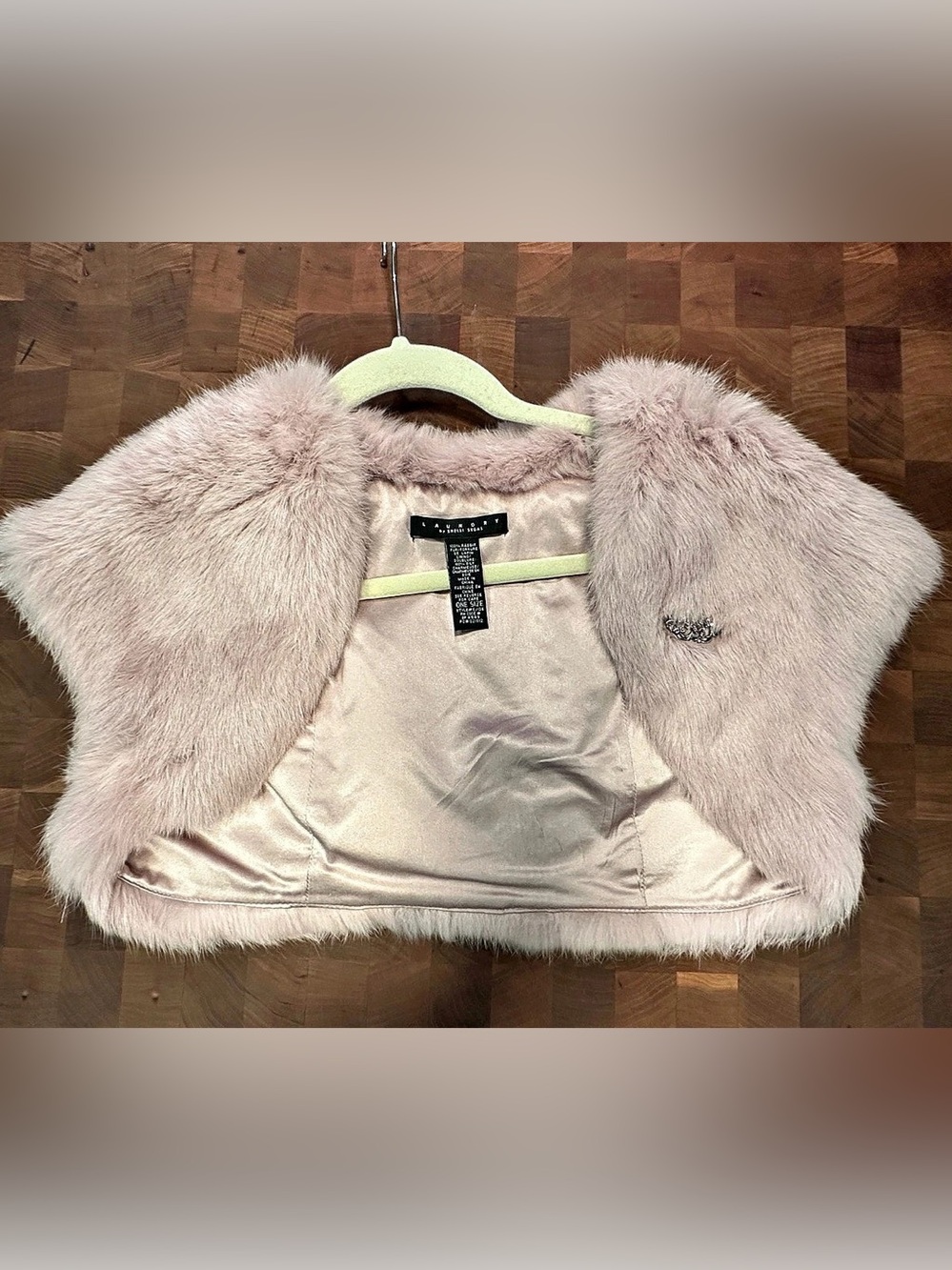 Laundry by Shelli Segal Real Rabbit Fur Shrug Bolero Capelet Pink O/S